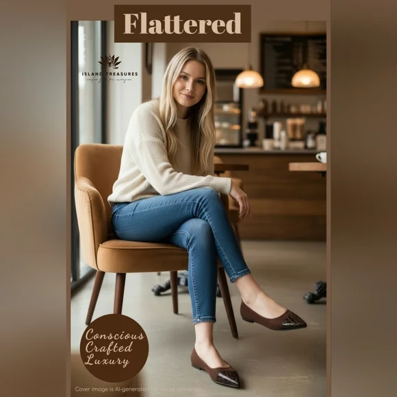 Flattered Studio Sz 6 Luxurious Suede & Croc-Embossed Brown Pointed Ballet Flats - Picture 17 of 17